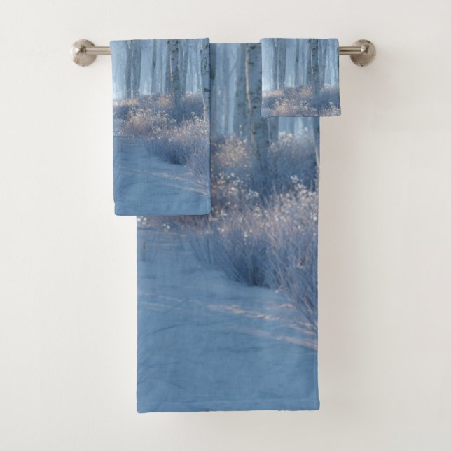 Birch Radiant Snow Forest  Bath Towel Set (Insitu)