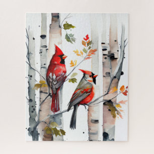 Birch Tree and Cardinals Puzzle