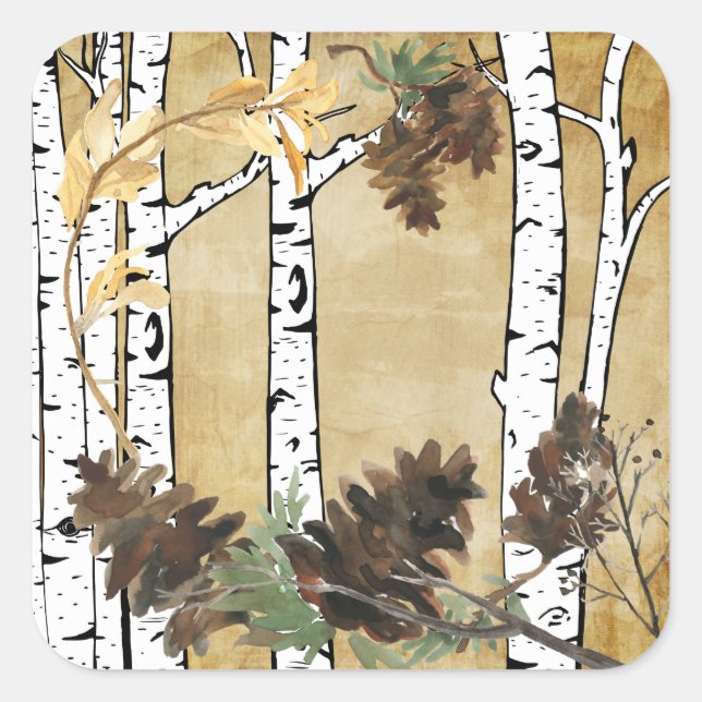 Birch Tree and Pine Cone Stickers (Front)