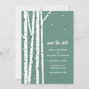 Birch Tree and Snow Save the Date