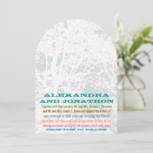 Birch Tree Aqua Blue Sky Playbill Fonts Wedding Invitation