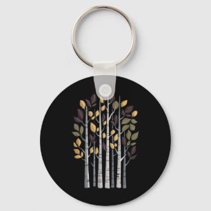 Birch Tree Autumn Lover Fall Season Autumn Leaves  Key Ring