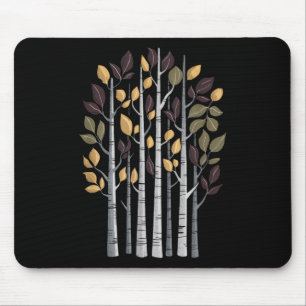 Birch Tree Autumn Lover Fall Season Autumn Leaves Mouse Pad