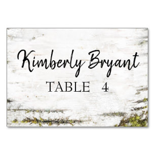 Birch Tree Bark Individual Guest Names Table Card