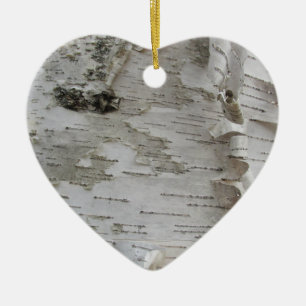 Birch Tree Bark Peeled Old Photo Art Ceramic Ornament