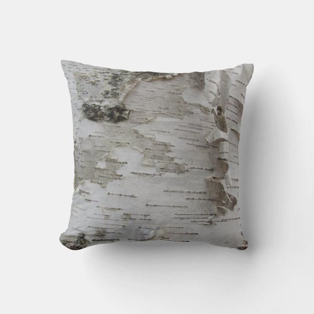 Birch Tree Bark Peeled Old Photo Art Cushion (Front)