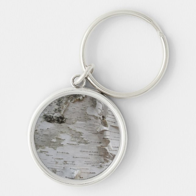 Birch Tree Bark Peeled Old Photo Art Key Ring (Front)