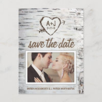 Birch Tree Bark Rustic Wedding Save the Date Cards