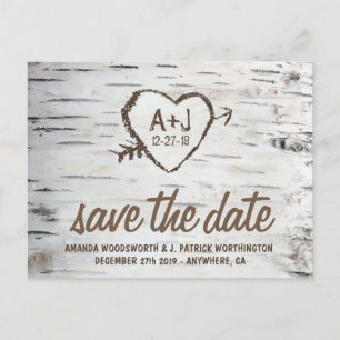 Birch Tree Bark Rustic Wedding Save the Date Cards