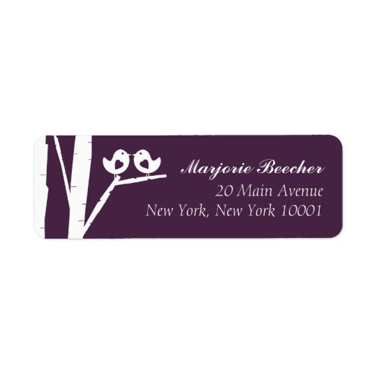 Birch Tree Birds Address Labels Purple