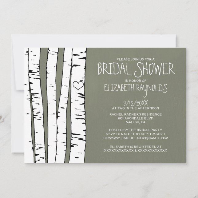 Birch Tree Bridal Shower Invitations (Front)
