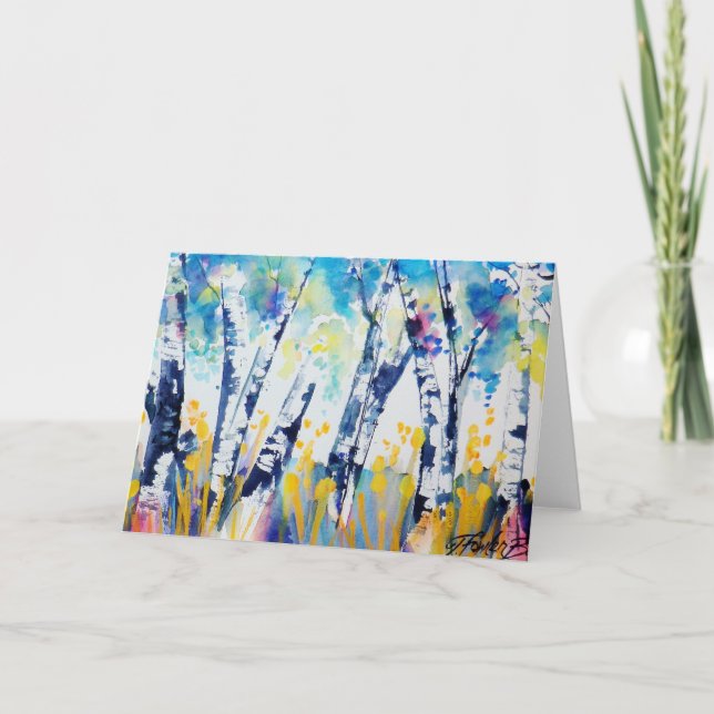 BIRCH TREE EPIPHANY ~  W/Colour Blank GREETING Card (Front)