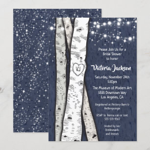 Birch Tree Evening Twinkle Lights Bridal Shower Invitation