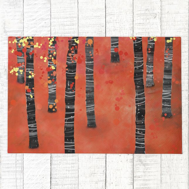 Birch Tree Forest Landscape Doormat (Birch Tree Forest abstract art doormat)