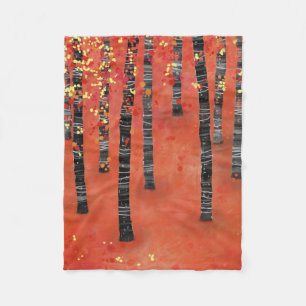 Birch Tree Forest Landscape Fleece Blanket