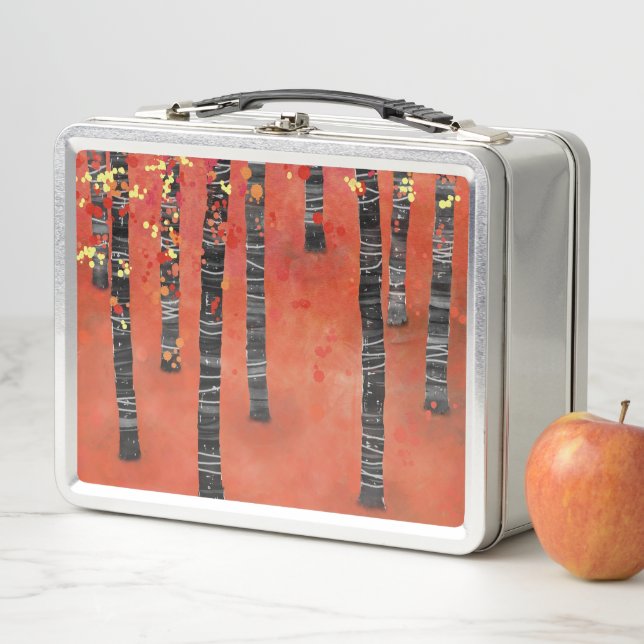 Birch Tree Forest Landscape Metal Lunch Box (In Situ)