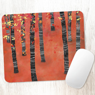Birch Tree Forest Landscape Mouse Pad