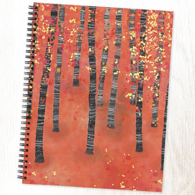 Birch Tree Forest Landscape Notebook (Birch aspen tree forest woodland contemporary art notebook with choice of cover, size and interior)
