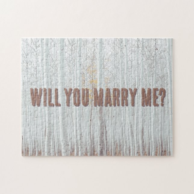 Birch Tree Forest Marriage Proposal Jigsaw Puzzle (Horizontal)