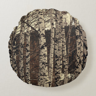 Birch Tree Forest Nature Round Cushion