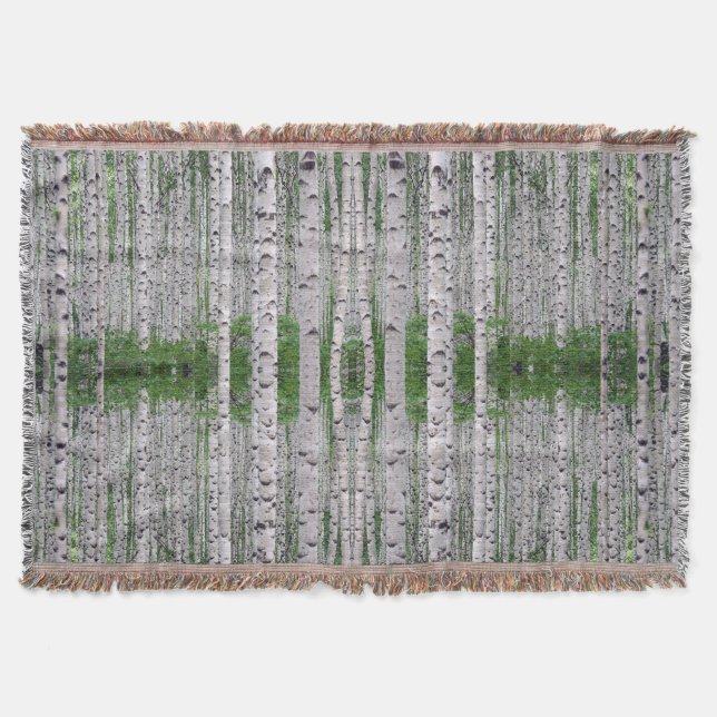 Birch Tree Forest Nature Throw Blanket (Front)