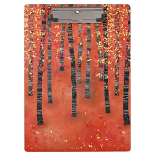Birch Tree Forest Red Clipboard