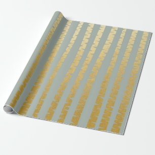 Birch-Tree Golden Grey Blue Vip Stripes Wrapping Paper