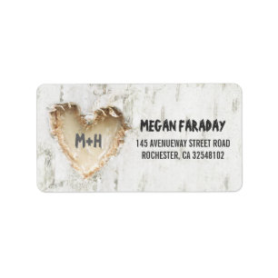 Birch Tree Heart Rustic Label