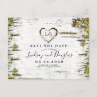 Birch Tree Heart Rustic Save the Date