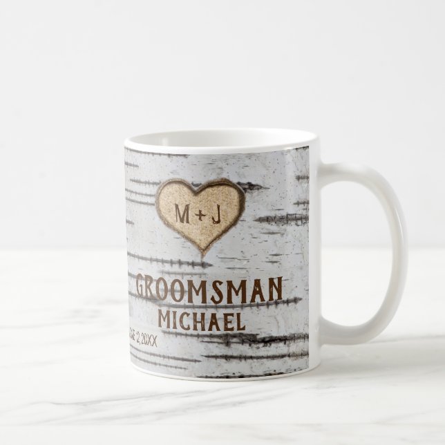 Birch tree heart rustic wedding Groomsman favour Coffee Mug (Right)