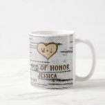 Birch tree heart rustic wedding Maid of Honour Coffee Mug<br><div class="desc">Birch tree heart initials rustic wedding favour Maid/Matron of Honour coffee mug with a carved heart in the bark with your initials. This is perfect for your outdoor rustic country barn wedding. You can give this rustic mug to your Maid/Matron of Honour to thank her for her important role on...</div>