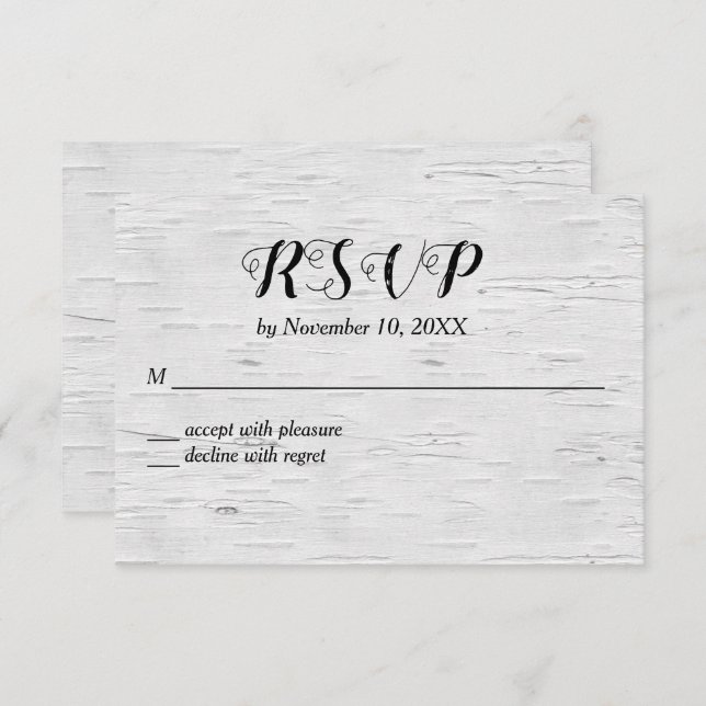 Birch Tree Heart Wedding RSVP Card (Front/Back)