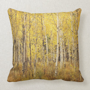 Birch Tree Pillow - yellow, brown gold, white
