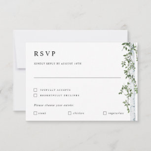 Birch Tree RSVP Card with Meal Preference Wedding