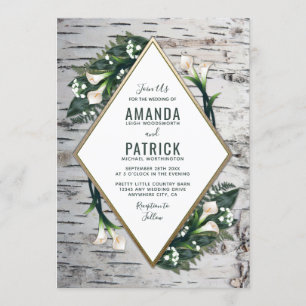 Birch Tree Rustic Calla Lily Wedding Invitations