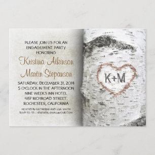 Birch Tree Rustic engagement party Invitations