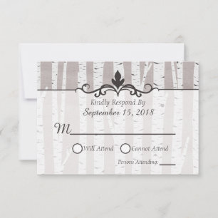 Birch Tree Rustic Nature Wedding Invitation RSVP