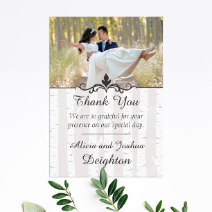 Birch Tree Rustic Nature Wedding Thank You Card