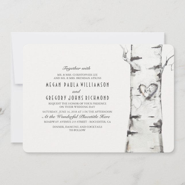 Birch Tree Rustic Wedding Invitation (Front)