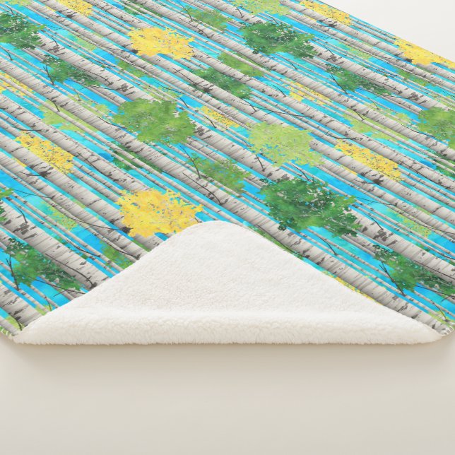 Birch Tree Sherpa Blanket (3/4)