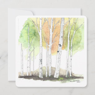 Birch tree stationary holiday card