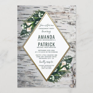 Birch Tree Woodland Engagement Party Invitations