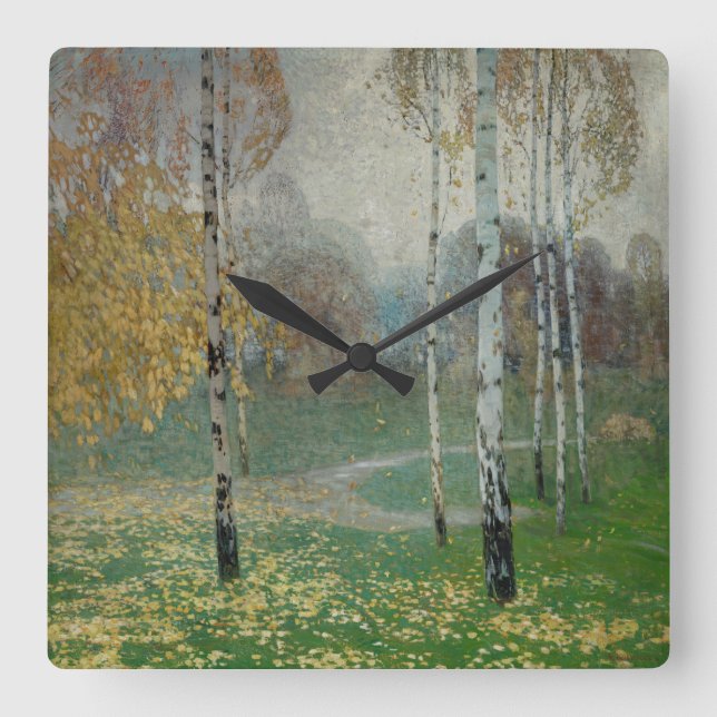 Birch Trees, 1904 (oil on canvas) Square Wall Clock (Front)