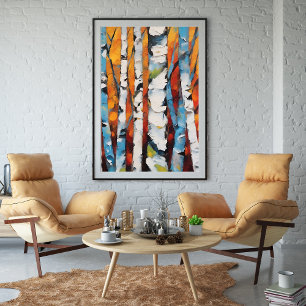 Birch Trees Abstract unframed Poster