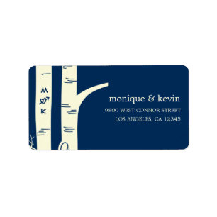 Birch Trees Address Label - Navy