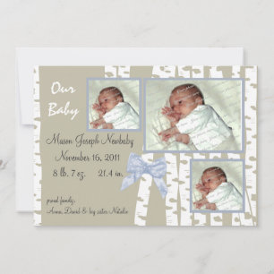 Birch Trees and Bows Baby Announcement