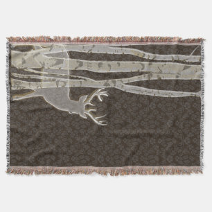 Birch Trees and Deer Throw Blanket