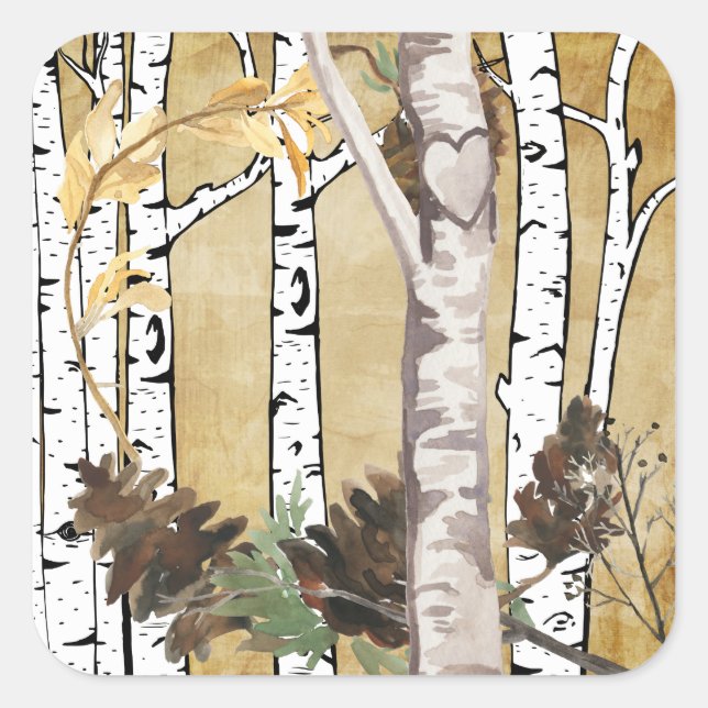 Birch Trees and Pine Cone Stickers (Front)