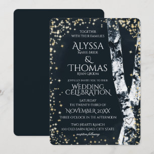 Birch Trees and Sparkle Wedding Invitation