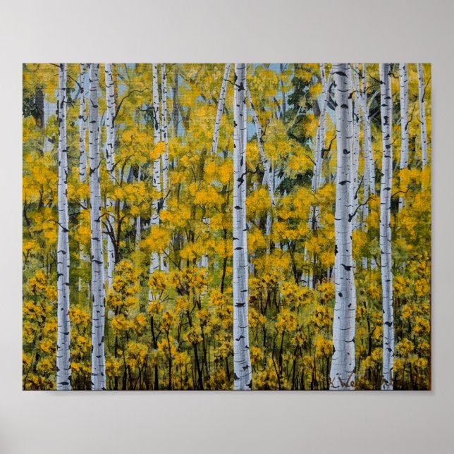 Birch Trees | Aspen Forest | Fall Leaves Poster (Front)